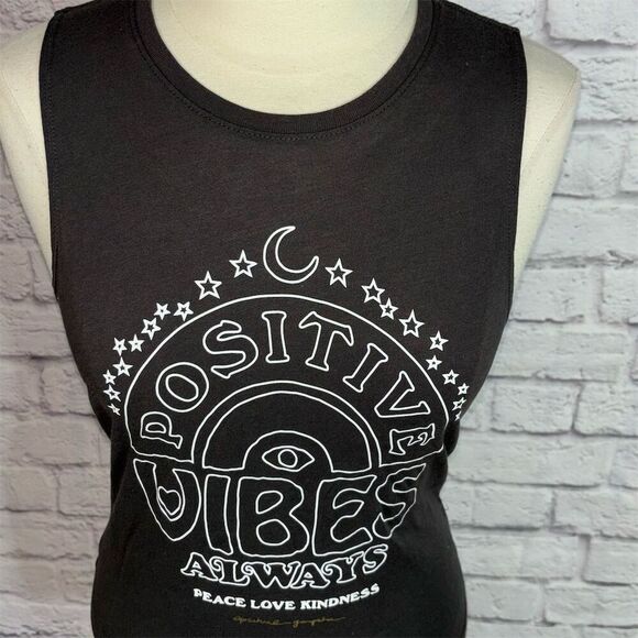 🚫SOLD🚫 Spiritual Gangster Women's M Black Positive Vibes Always Muscle Tank Top - Picture 5 of 8